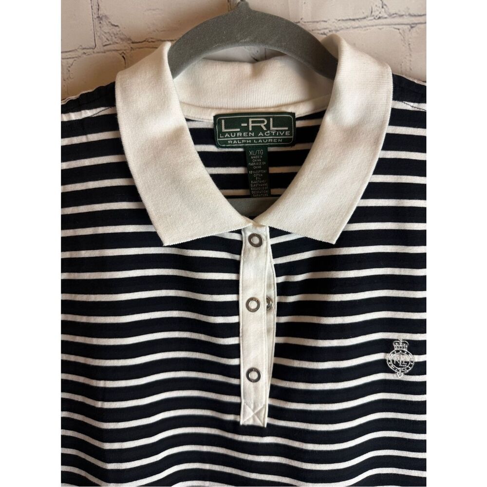 Lauren Ralph Lauren Black & White Striped Sleeveless Polo Top XL - Picture 6 of 9